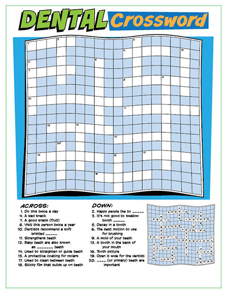 Dental Crossword Puzzle Activity Sheet - Pediatric Dentist in Madison, MS