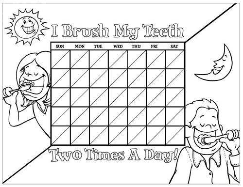 Black and White Brushing Chart for Children - Pediatric Dentist in Madison, MS